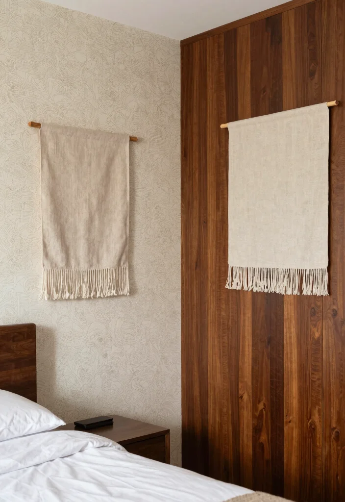 17 Bedroom Ideas Brown Furniture: Warm Classic Balance - 14. Experiment with Wall Treatments 1