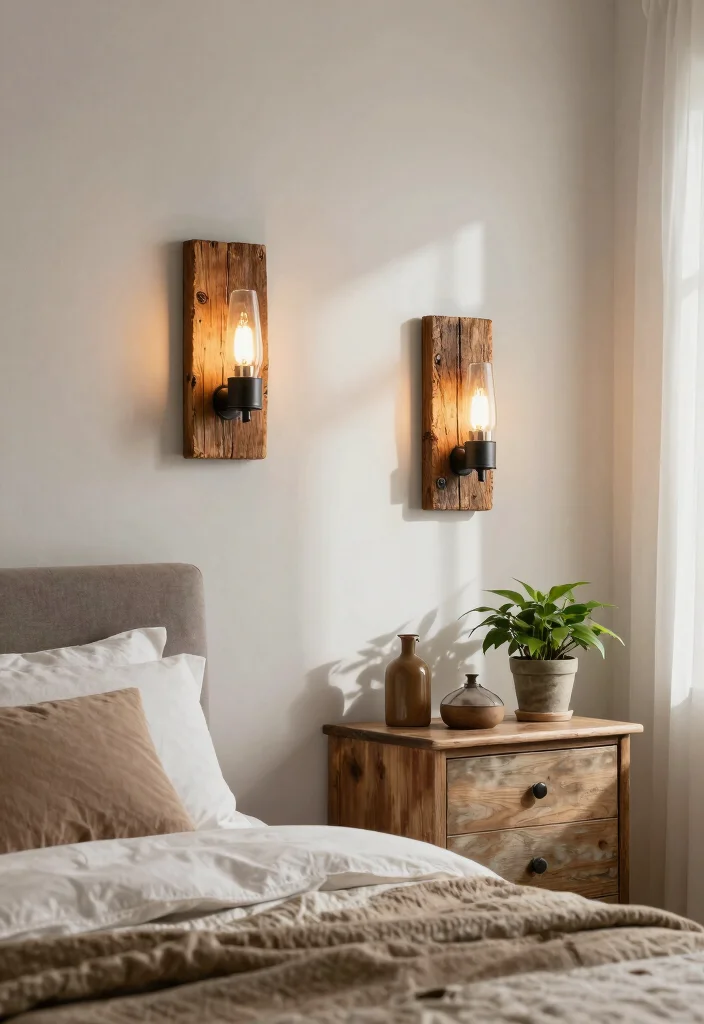17 Bedroom Wall Sconces Bedside Lighting Ideas Cozy Modern Glow - 16. Reclaimed Material Sconces 1
