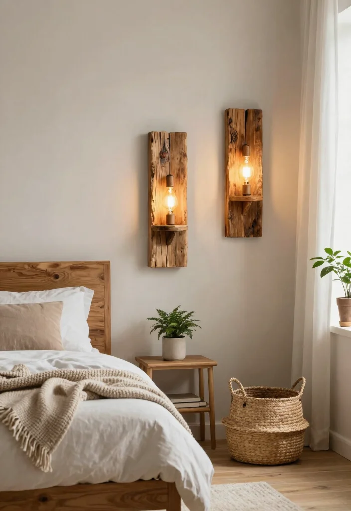 17 Bedroom Wall Sconces Bedside Lighting Ideas Cozy Modern Glow - 3. Rustic Wooden Sconces 1