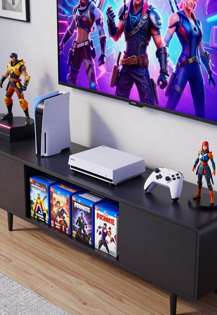 17 Fortnite Bedroom Ideas for Boys Bold Gamer Style - 9. Game Console Station 1