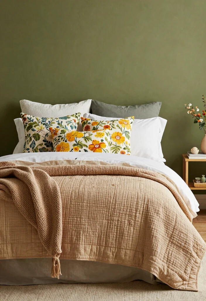 17 Olive Green Bedroom Decor Ideas for a Calm, Trendy Style - 17. Seasonal Changes 1