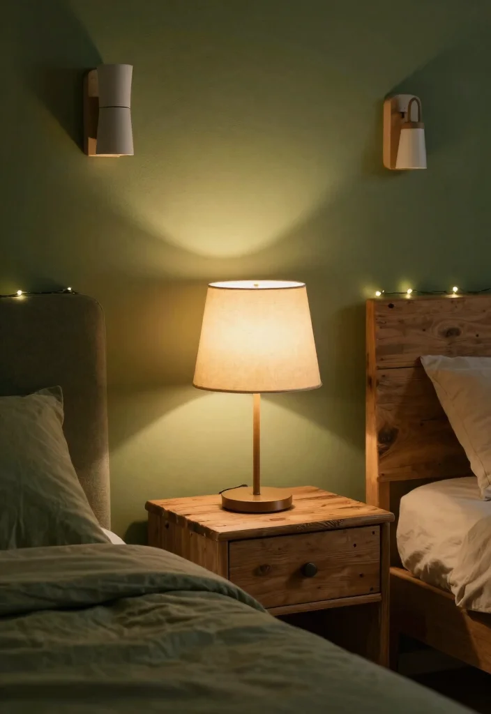 17 Olive Green Bedroom Decor Ideas for a Calm, Trendy Style - 7. Cozy Lighting Solutions 1