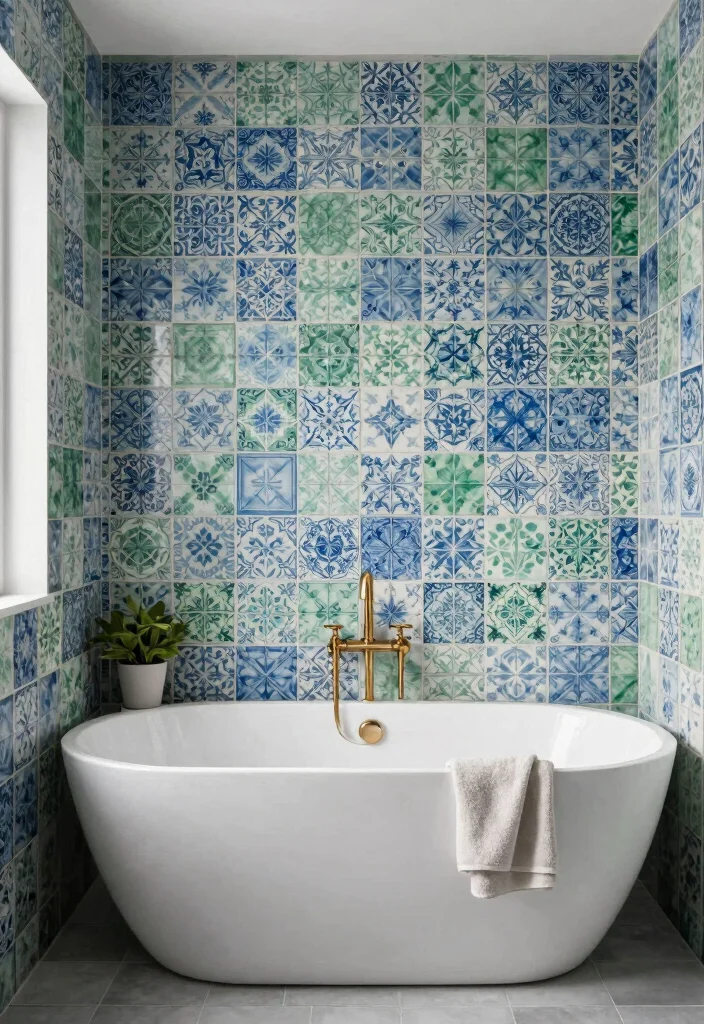 17 Pattern Tile Bathroom Ideas That Make A Statement - 14. Custom Patterned Tiles 1
