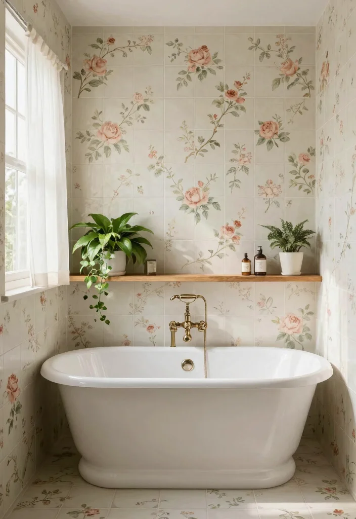 17 Pattern Tile Bathroom Ideas That Make A Statement - 2. Vintage Floral Patterns 1