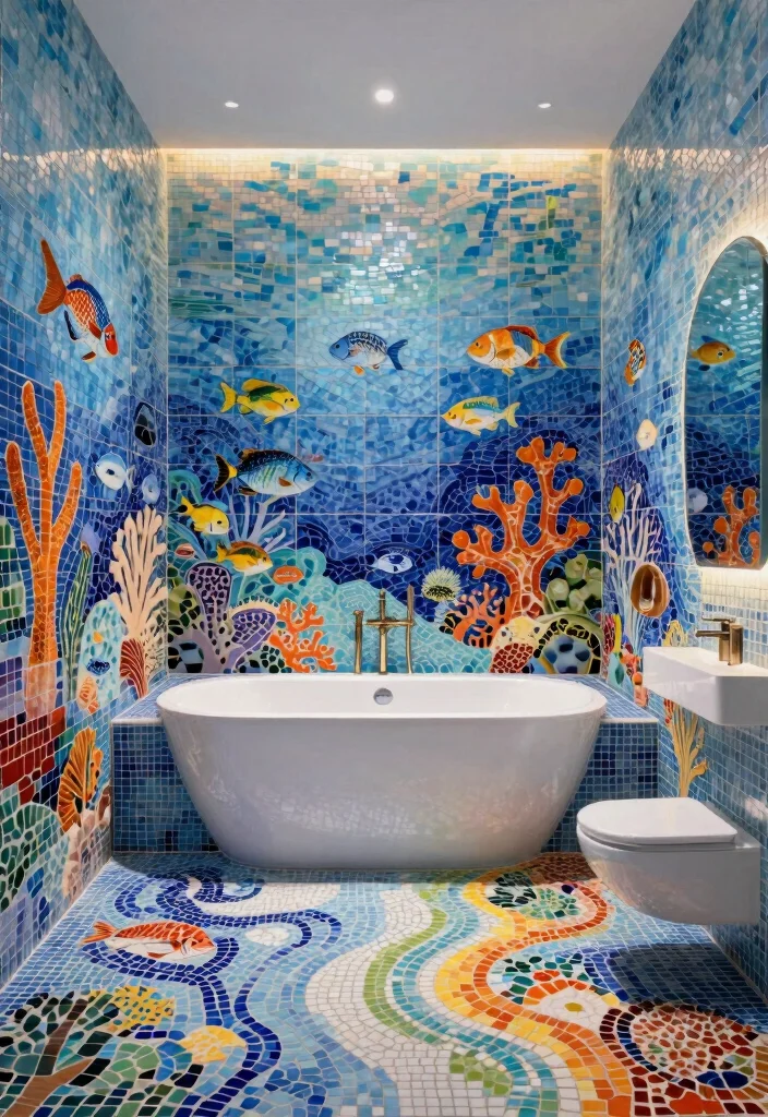 17 Pattern Tile Bathroom Ideas That Make A Statement - 6. Artistic Mosaics 1