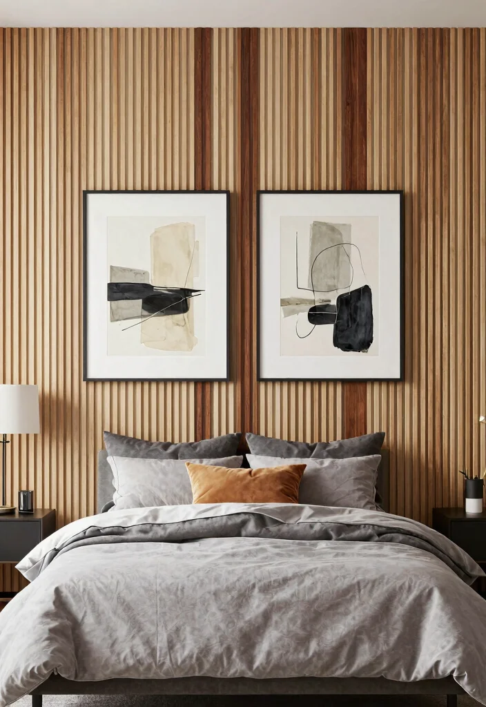 17 Wooden Slat Wall Bedroom Ideas: Warm Modern Texture - 11. Play with Patterns 1