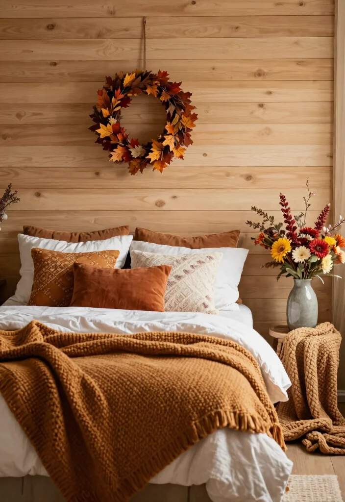 17 Wooden Slat Wall Bedroom Ideas: Warm Modern Texture - 13. Seasonal Decor Changes 1