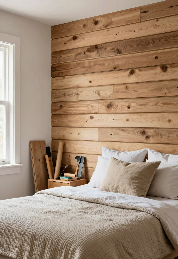 17 Wooden Slat Wall Bedroom Ideas: Warm Modern Texture - 6. DIY Slat Wall Accent 1