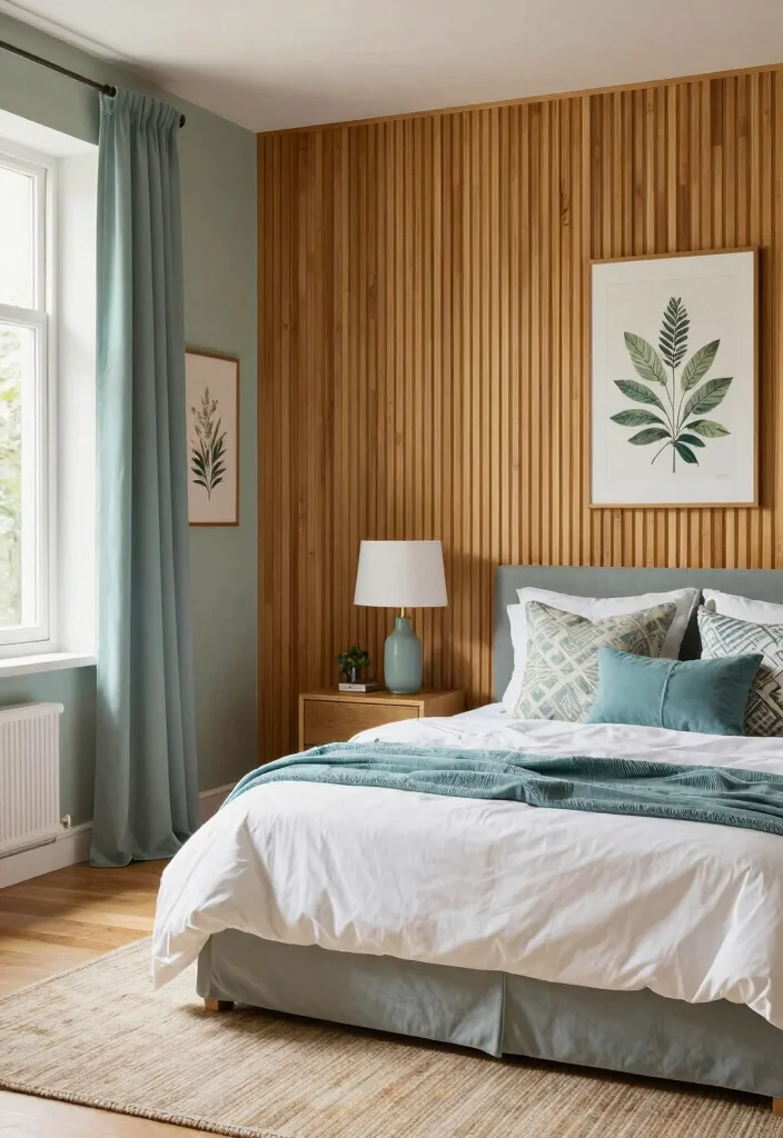 17 Wooden Slat Wall Bedroom Ideas: Warm Modern Texture - 8. Accent Colors in Decor 1