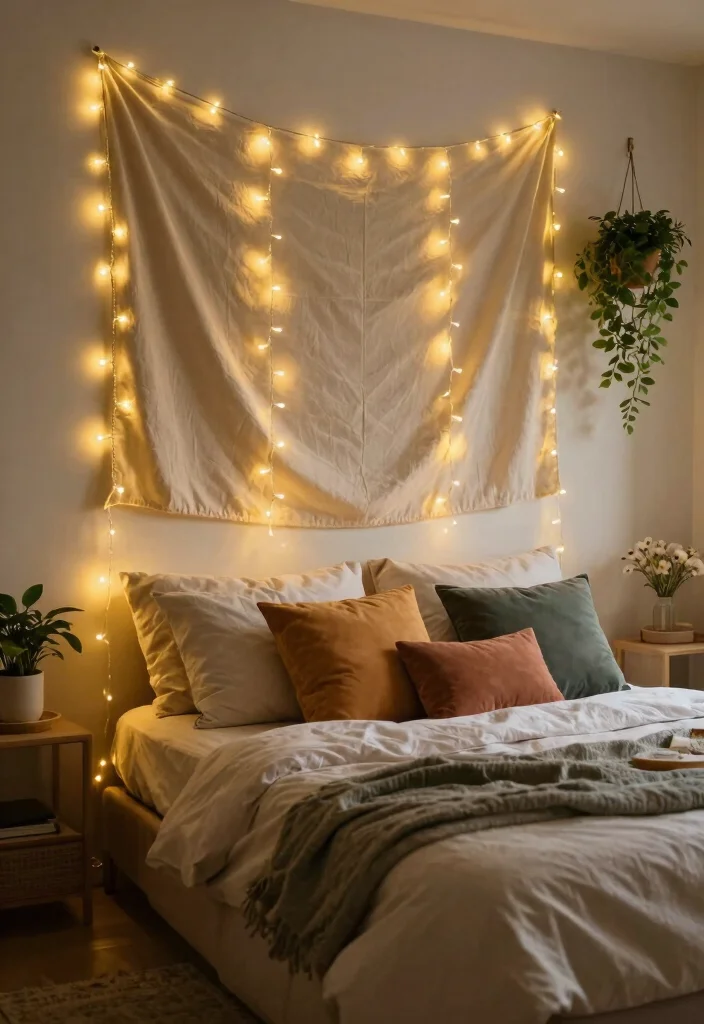 18 Bedroom Bed Wall Design Ideas Stunning Focal Points - 10. Whimsical Fairy Lights 1
