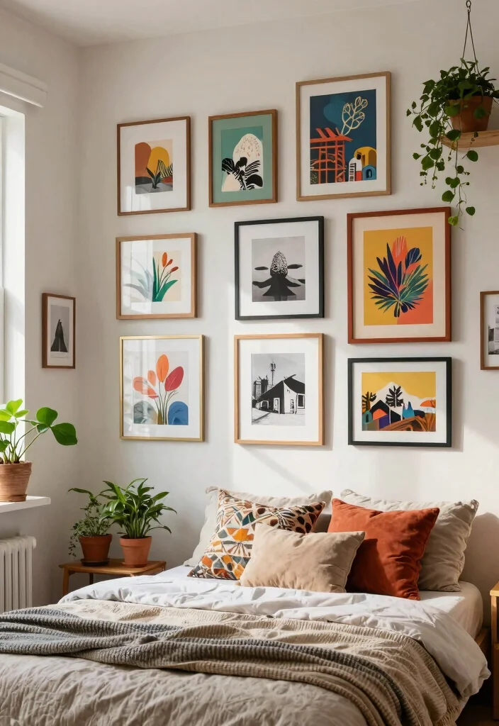 18 Bedroom Bed Wall Design Ideas Stunning Focal Points - 2. Layered Wall Art Gallery 1