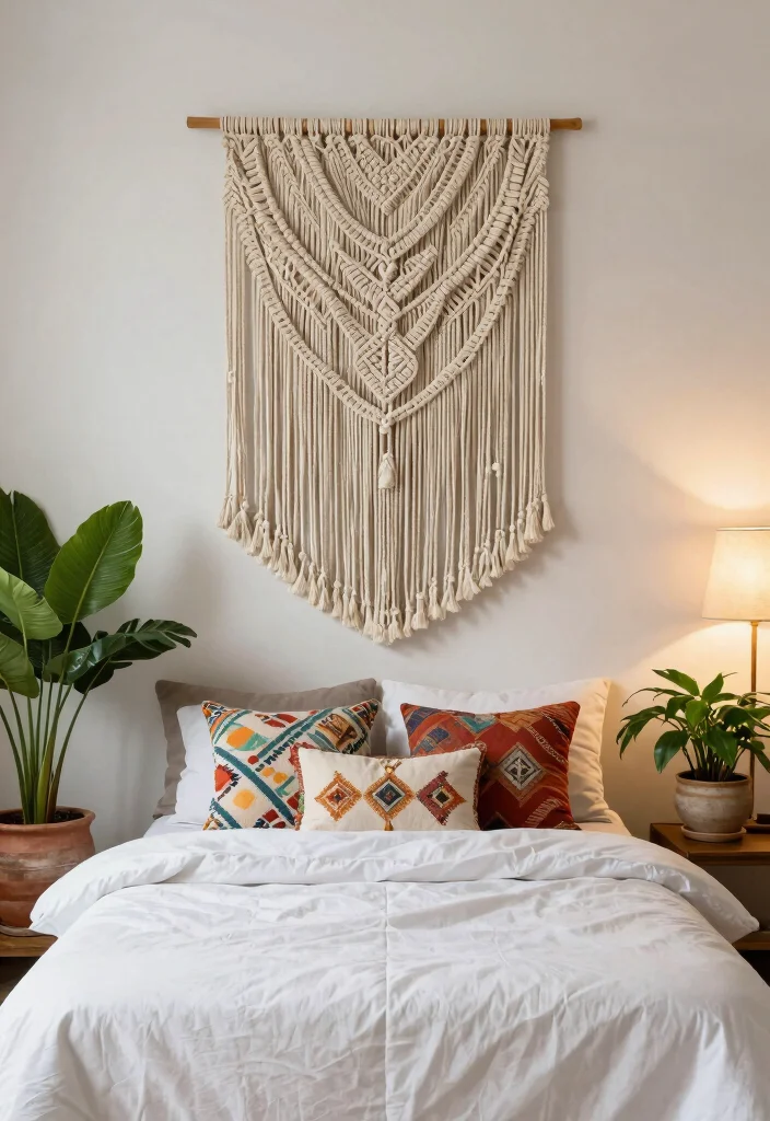 18 Bedroom Bed Wall Design Ideas Stunning Focal Points - 4. Macramé Wall Hangings 1