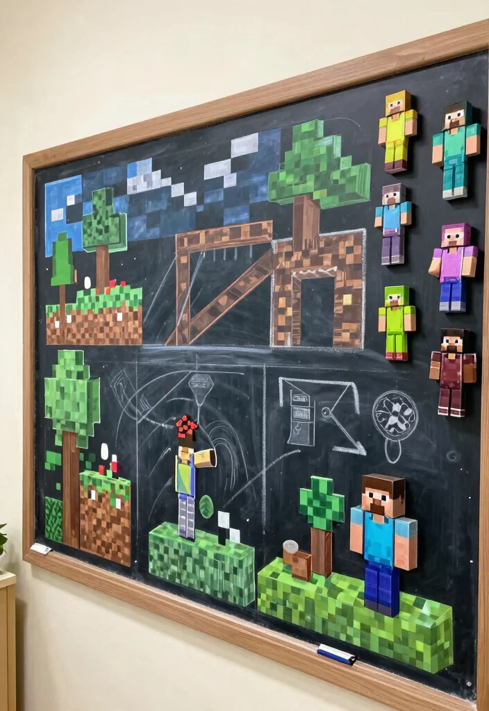 18 Cute Minecraft Bedroom Ideas: Fun Game-Inspired Rooms - 17. Interactive Wall Games 1
