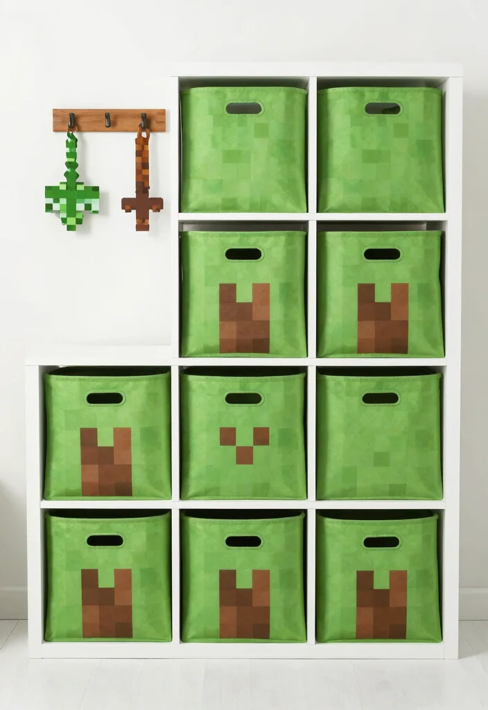 18 Cute Minecraft Bedroom Ideas: Fun Game-Inspired Rooms - 5. Creative Storage Solutions 1