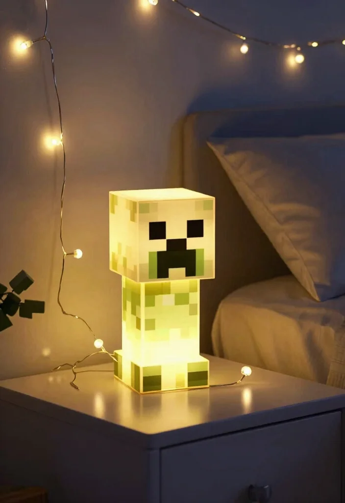 18 Cute Minecraft Bedroom Ideas: Fun Game-Inspired Rooms - 6. Themed Lighting 1