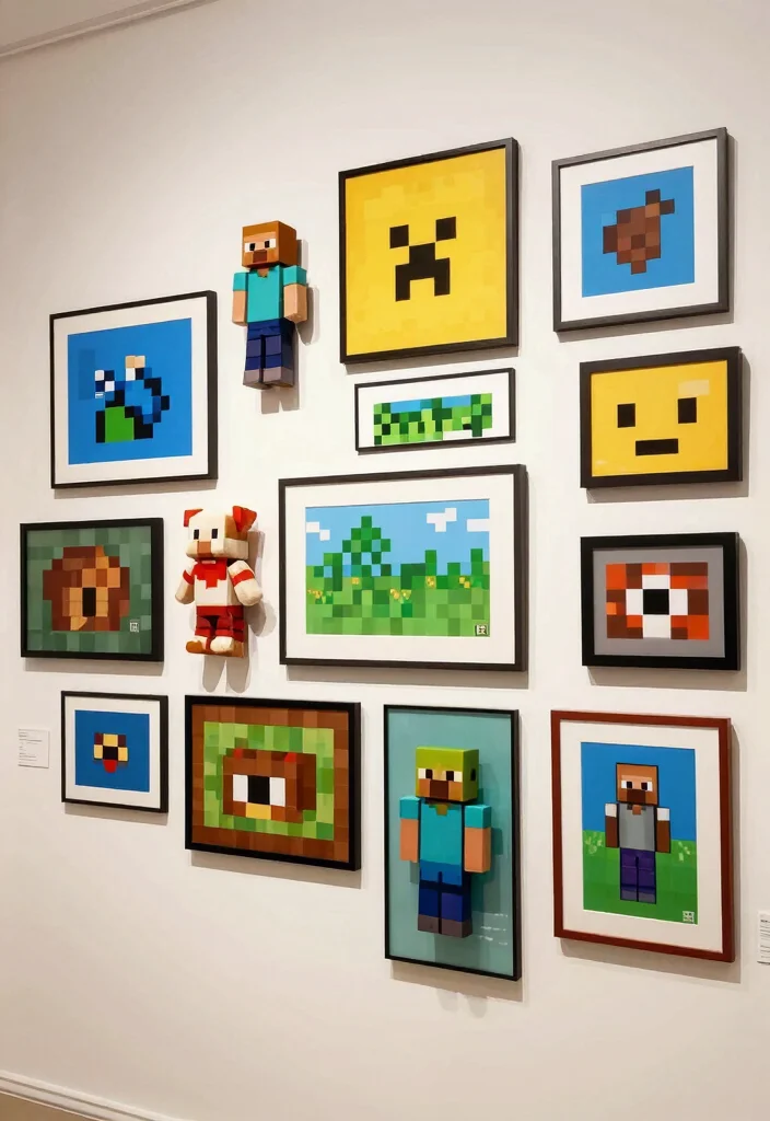 18 Cute Minecraft Bedroom Ideas: Fun Game-Inspired Rooms - 8. Hang Fun Wall Decor 1