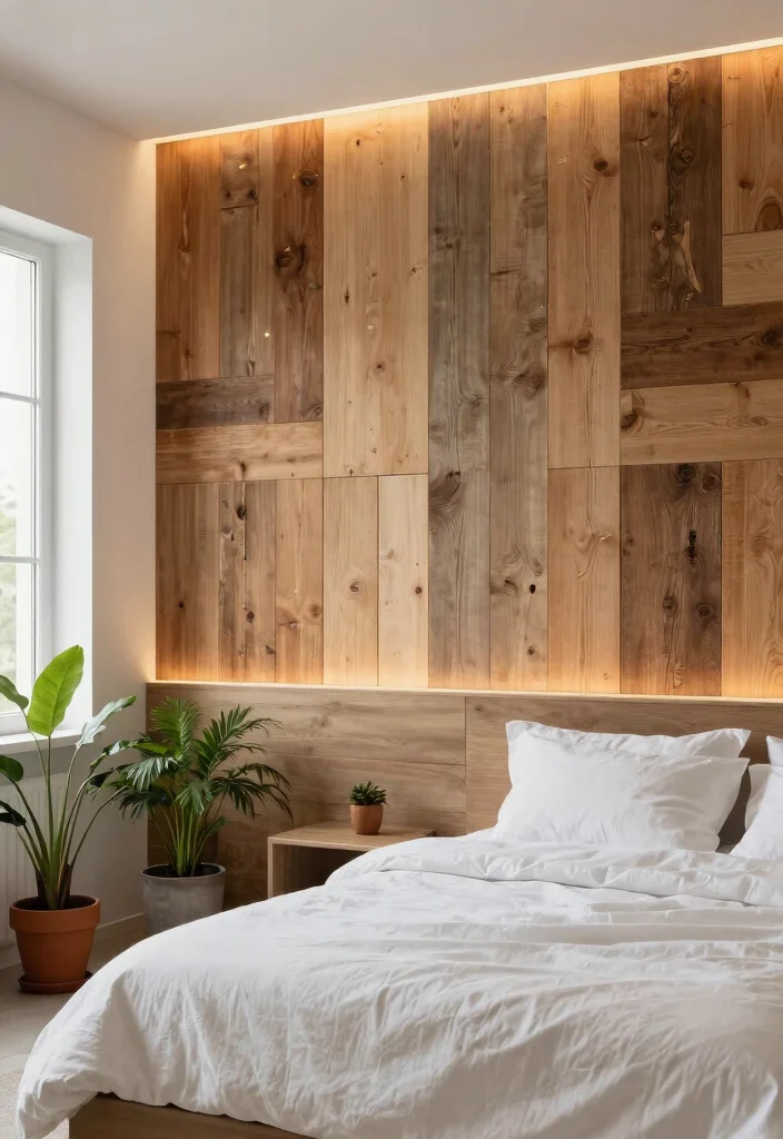 18 Modern Bedroom Wall Decor Ideas: Sleek Stylish Touch - 11. Rustic Wood Accent Wall 1