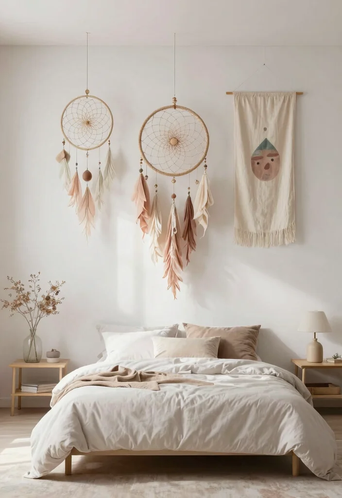 18 Modern Bedroom Wall Decor Ideas: Sleek Stylish Touch - 12. Whimsical Hanging Art 1