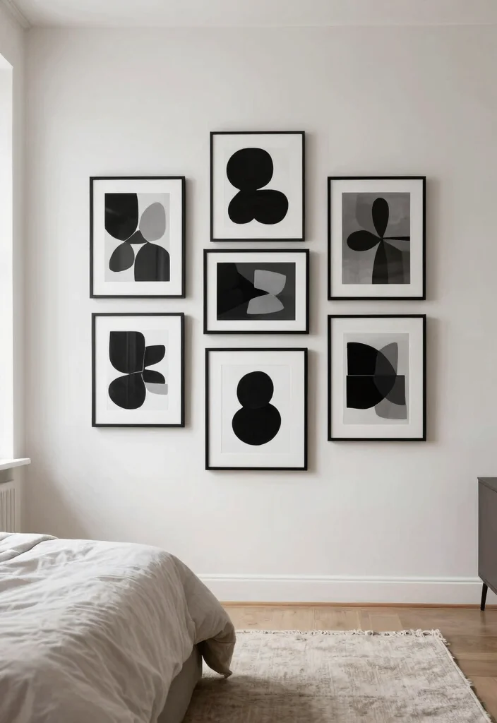 18 Modern Bedroom Wall Decor Ideas: Sleek Stylish Touch - 3. Minimalist Gallery Wall 1