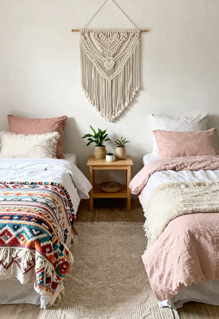 18 Sister Bedroom Ideas for Shared Rooms in Stylish Harmony - 1. Twin Beds with a Boho Touch 1