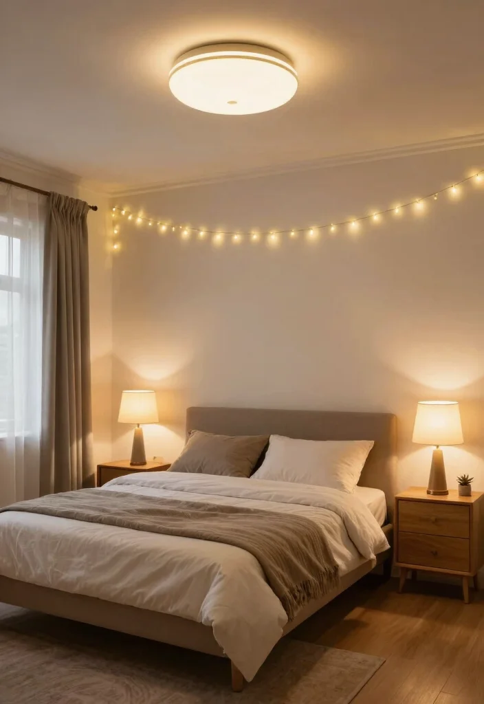 18 Sister Bedroom Ideas for Shared Rooms in Stylish Harmony - 10. Layered Lighting Options 1