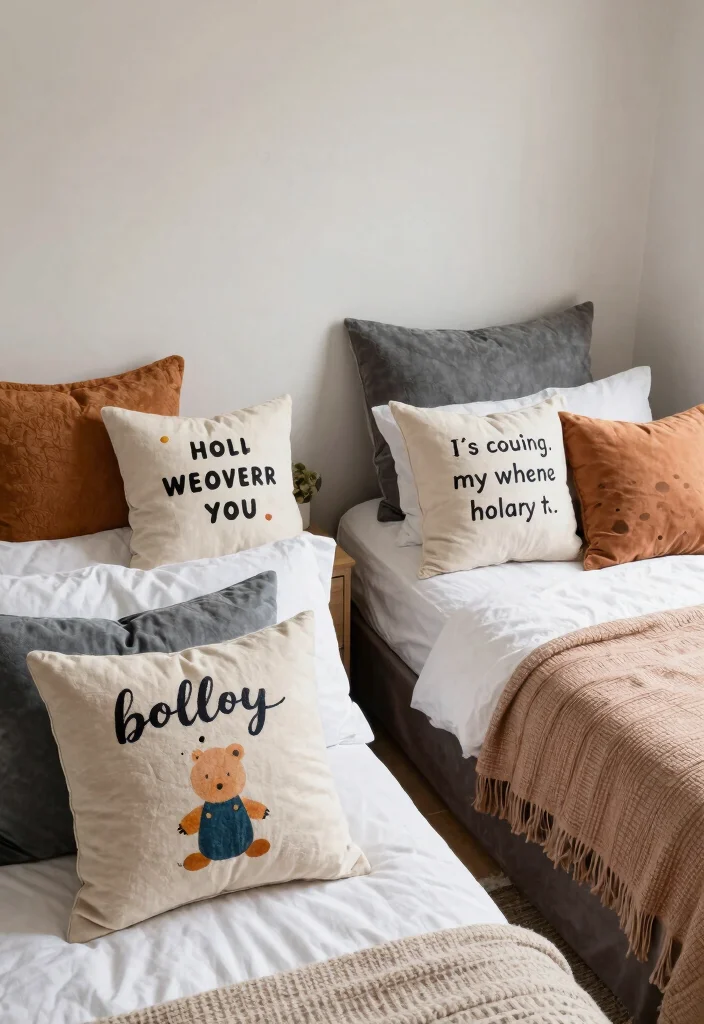 18 Sister Bedroom Ideas for Shared Rooms in Stylish Harmony - 14. Customized Throw Pillows 1