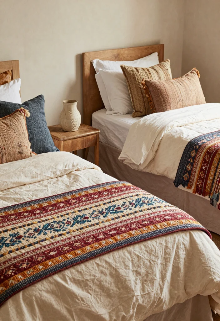 18 Sister Bedroom Ideas for Shared Rooms in Stylish Harmony - 16. Cozy Layered Bedding 1