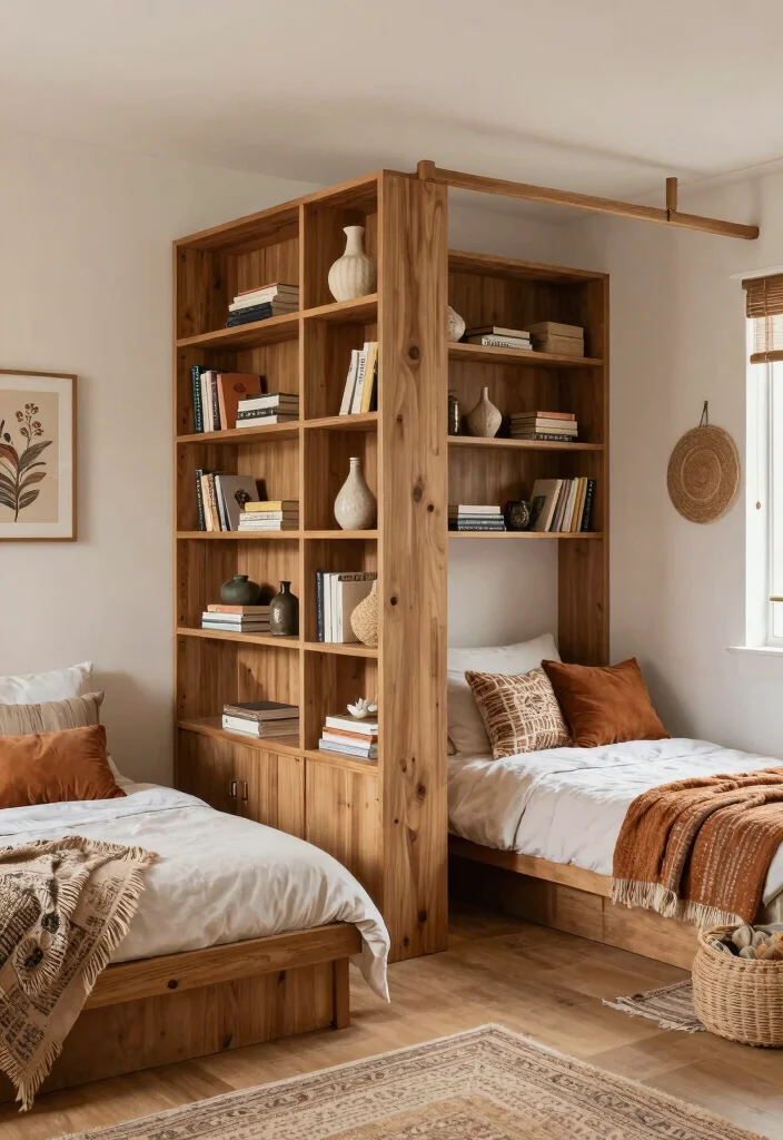 18 Sister Bedroom Ideas for Shared Rooms in Stylish Harmony - 17. Creative Room Dividers 1