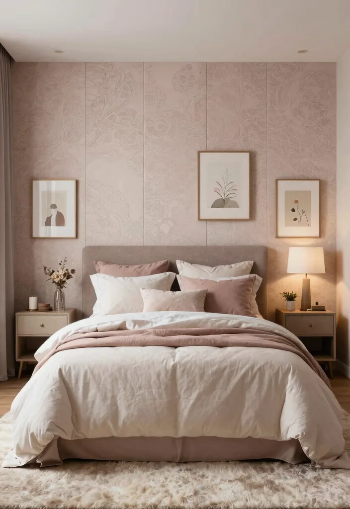 18 Upholstered Wall Panels Bedroom Ideas for a Luxe Cozy Finish - 12. Accent Walls with Subtle Patterns 1