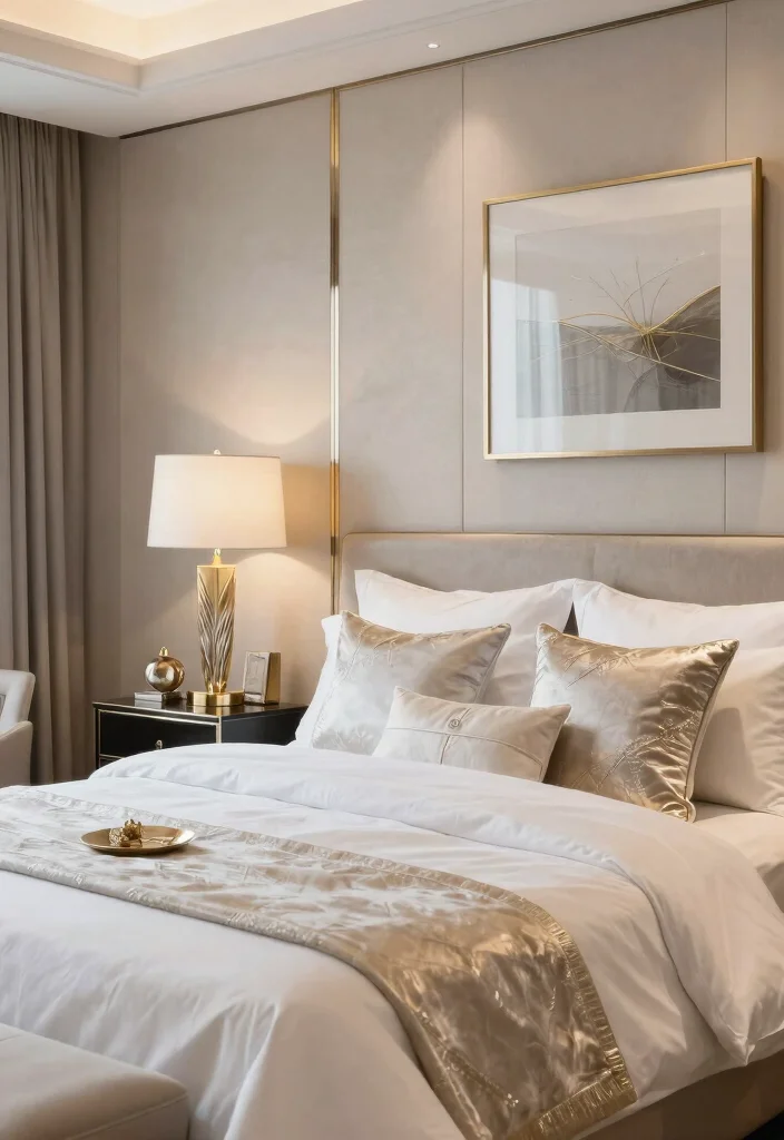 18 Upholstered Wall Panels Bedroom Ideas for a Luxe Cozy Finish - 16. Glamorous Metallic Accents 1
