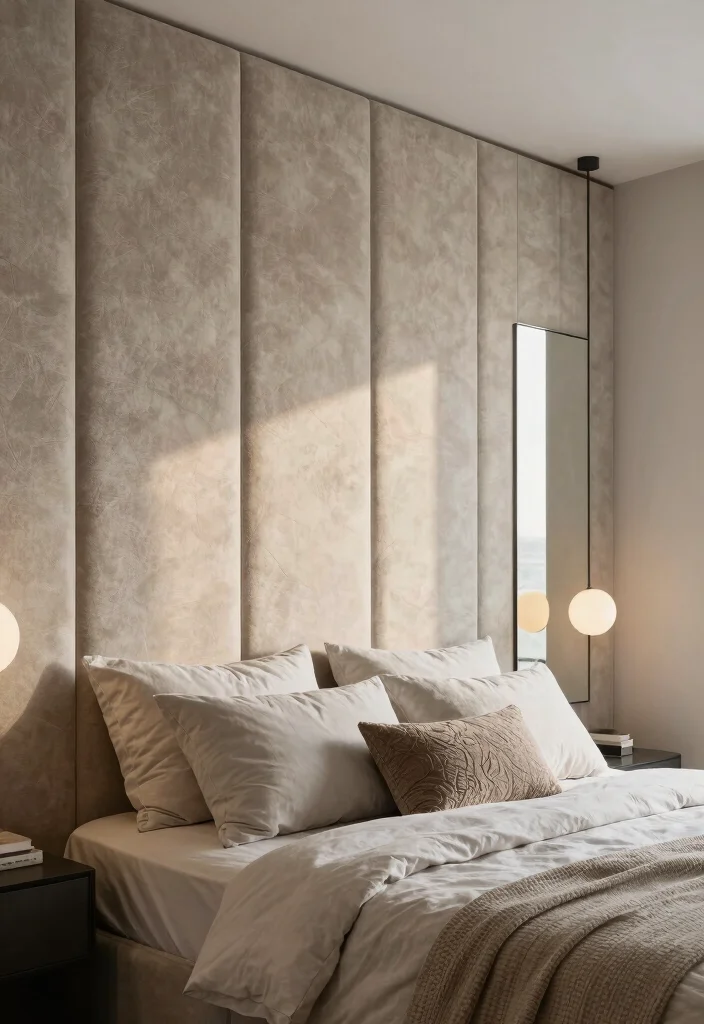 18 Upholstered Wall Panels Bedroom Ideas for a Luxe Cozy Finish - 8. Textured Wall Panels for Depth 1