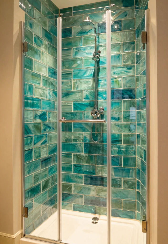 18 Walk In Shower Tile Ideas For A Modern Bathroom - 14. Colorful Glass Tiles 1