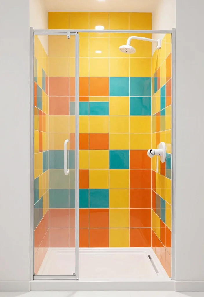 18 Walk In Shower Tile Ideas For A Modern Bathroom - 17. Color Blocked Tiles 1