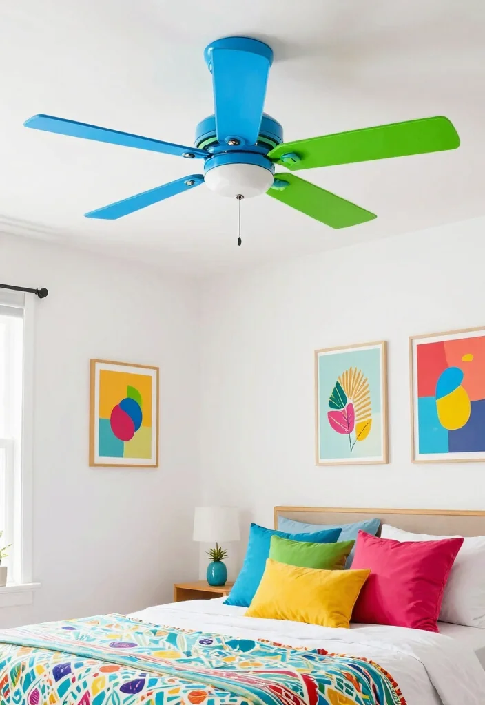12 Bedroom Ceiling Fan Ideas That Cool the Room Without Making Noise - 6. Colorful Accents 1