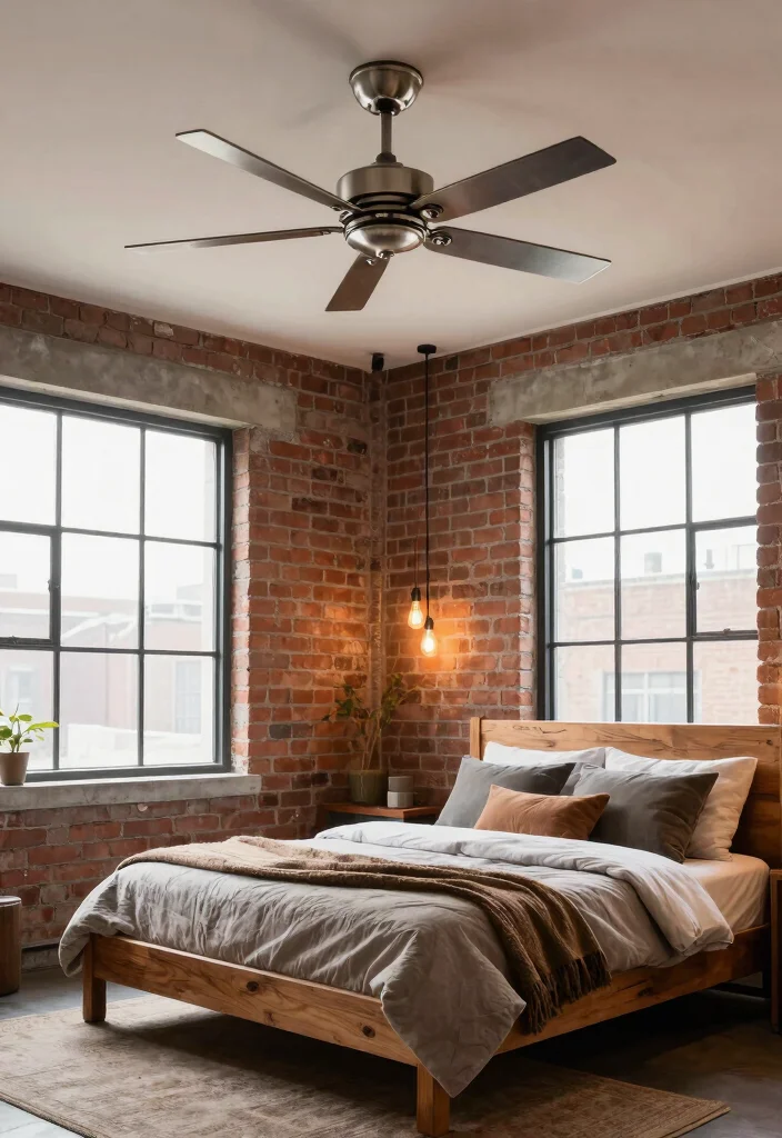 12 Bedroom Ceiling Fan Ideas That Cool the Room Without Making Noise - 7. Industrial Chic 1