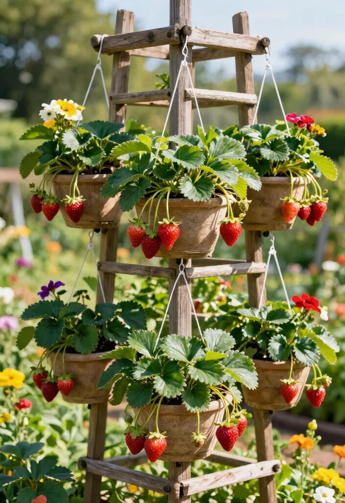 12 Berry Trellis Ideas That Support Heavy Fruit Without Sagging - 10. Hanging Trellis Planters 1