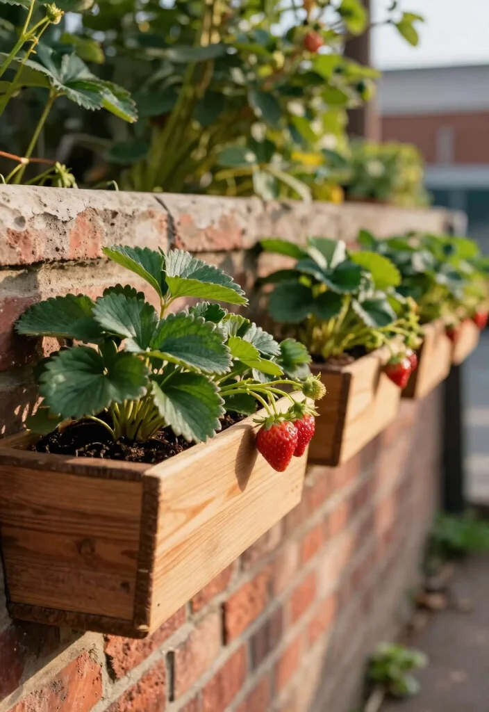 12 Hanging Strawberry Planter Ideas for Small Balconies and Patios - 9. Wall-Mounted Planter Boxes 1
