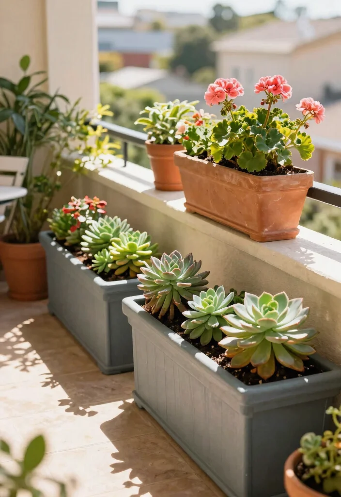 12 Long Planter Box Ideas That Fill Narrow Balcony Railings - 12. Heat-Resistant Planter Solutions 1