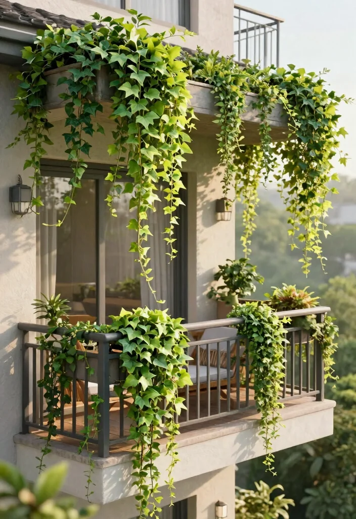 12 Long Planter Box Ideas That Fill Narrow Balcony Railings - 7. Cascading Vines 1