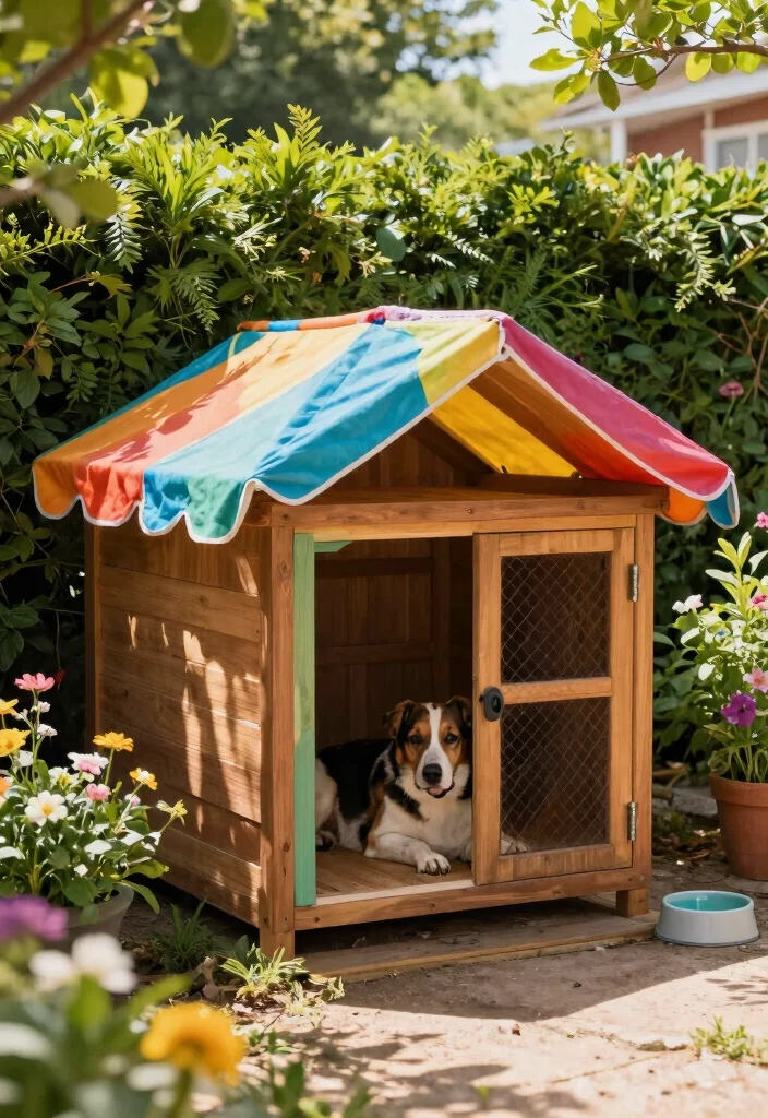 12 Outdoor Dog Kennel Ideas That Keep Pets Cool in Summer - 1. Canopy-Topped Kennel 1