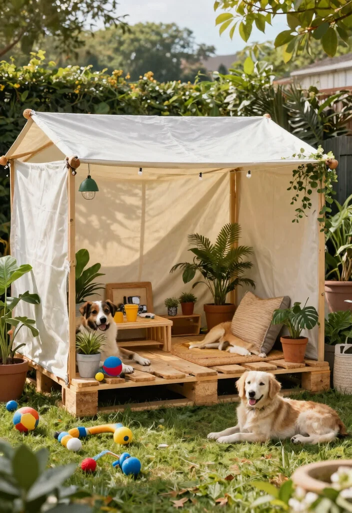12 Outdoor Dog Kennel Ideas That Keep Pets Cool in Summer - 10. DIY Shade Structures with Repurposed Materials 1