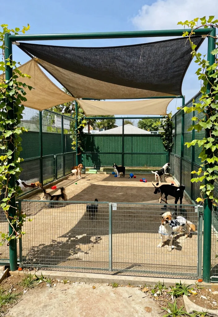 12 Outdoor Dog Kennel Ideas That Keep Pets Cool in Summer - 11. Enclosed Dog Run with Shade 1