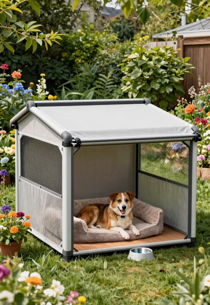 12 Outdoor Dog Kennel Ideas That Keep Pets Cool in Summer - 12. Retractable Awnings for Flexible Shade 1
