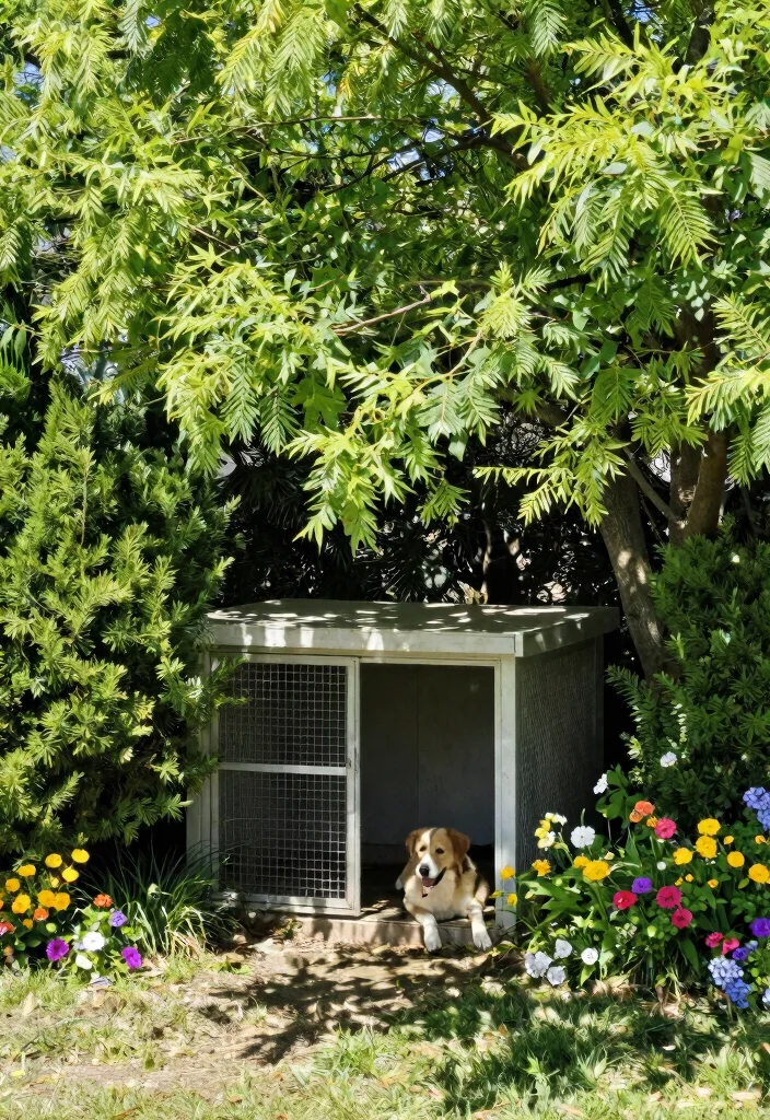 12 Outdoor Dog Kennel Ideas That Keep Pets Cool in Summer - 3. Shade Trees and Plants 1