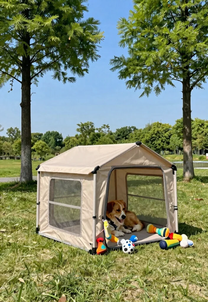 12 Outdoor Dog Kennel Ideas That Keep Pets Cool in Summer - 7. Portable Dog Kennel with Shade 1