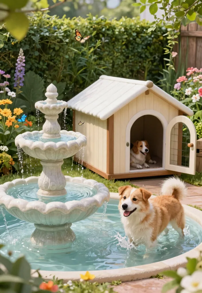 12 Outdoor Dog Kennel Ideas That Keep Pets Cool in Summer - 8. Natural Cooling with Water Features 1