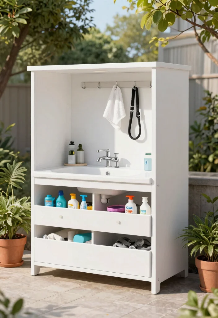 12 Outdoor Dog Washing Station Ideas That Keep the Mess Outside - 6. Dog Wash with Storage Solutions 1