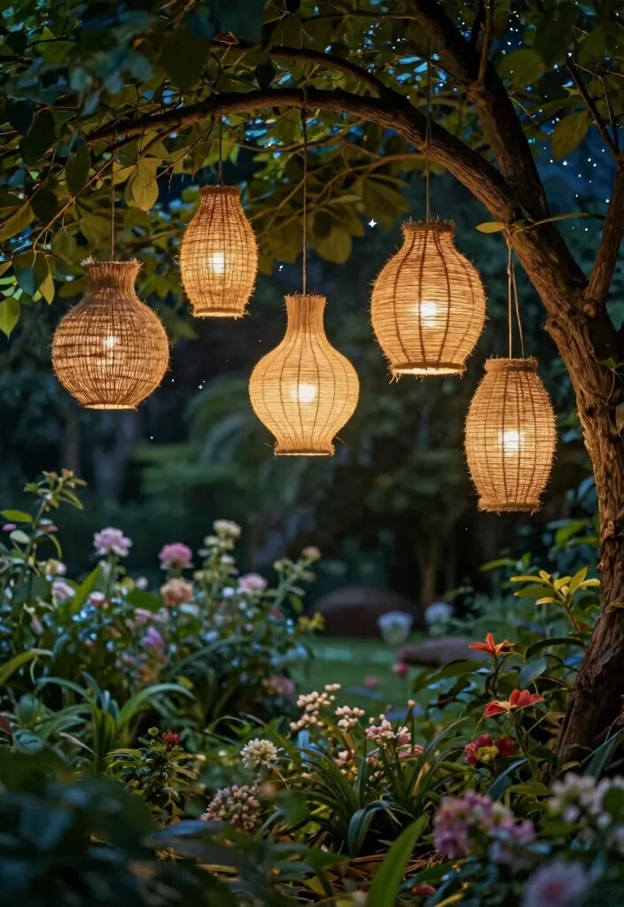 12 Outdoor Tree Lighting Concepts That Install Without Drilling - 6. Natural Fiber Lanterns 1