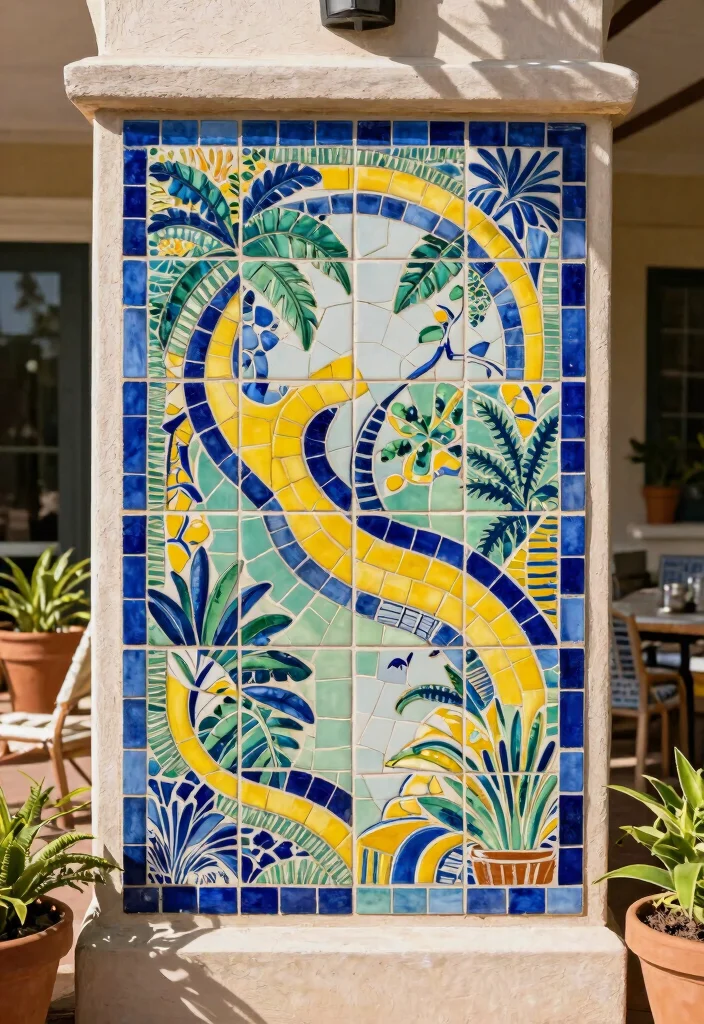 12 Patio Wall Decor Ideas That Withstand Rain and Sun Fade - 1. Vibrant Ceramic Tile Mosaics 1