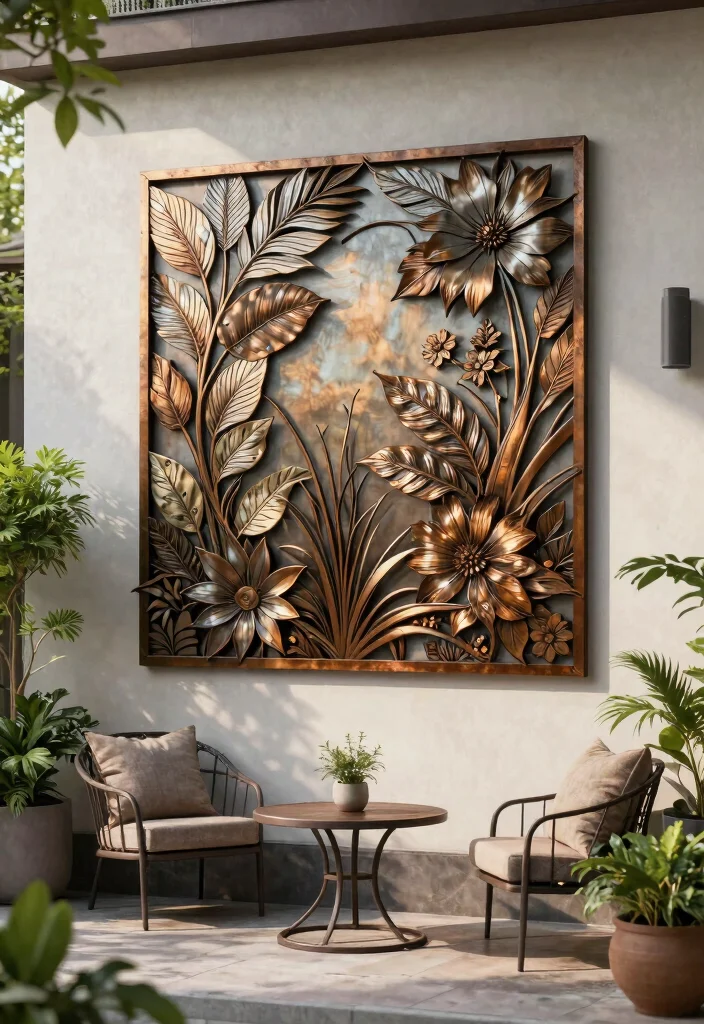 12 Patio Wall Decor Ideas That Withstand Rain and Sun Fade - 2. Durable Metal Art 1